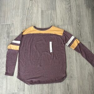 Ladies XS sweater - maroon and gold (faded color intentional)
